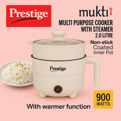 Prestige Rice Mini Multi Purpose Cooker with steamer 2.0 Liter