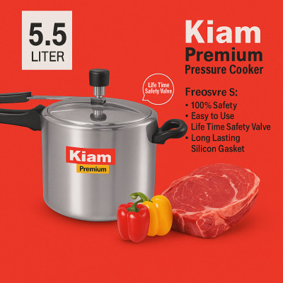 Kiam 5.5 Liter Premium Pressure cooker 100% safty esy to use.