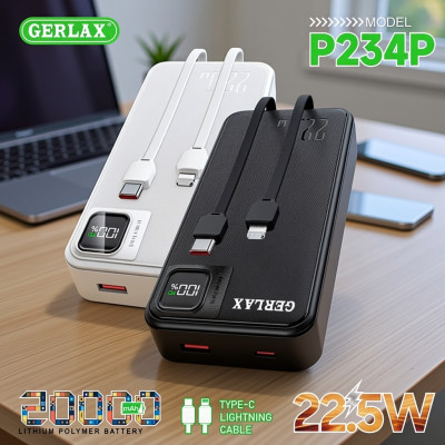 P234P 20,000mAh Power Bank – 22.5W Fast Charging ও Built-in Cable